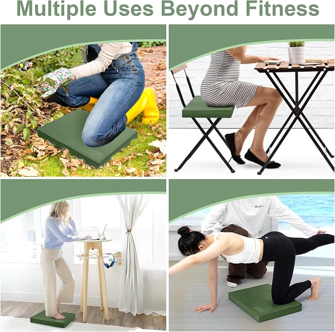 StrongTek Dual Balance Pad Set – Green Foam Stability Pad + 2-in-1 Non-Slip Cushion for Training & Rehab