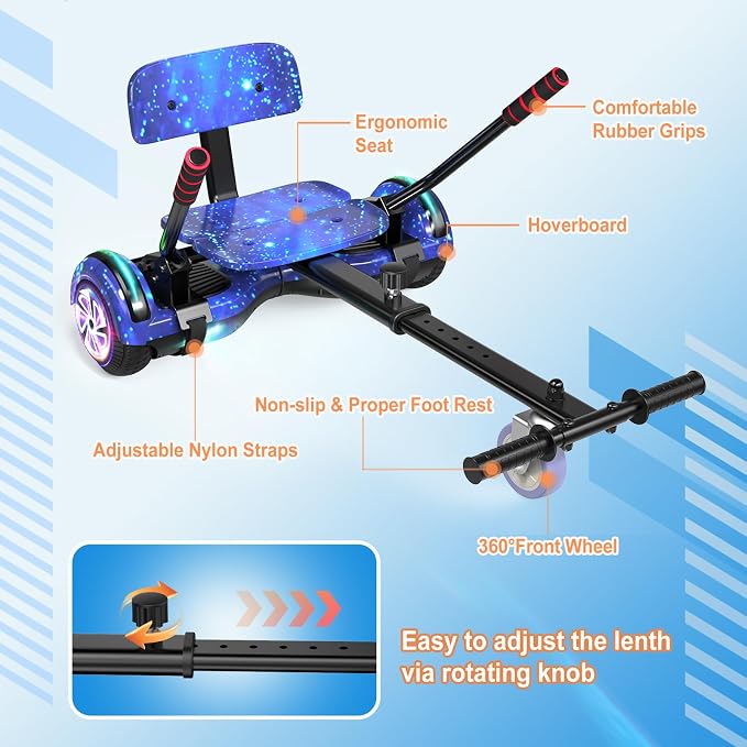 LIEAGLE Hoverboard, 6.5" Self Balancing Scooter Hover Board with Bluetooth Wheels LED Lights for Kids Adults