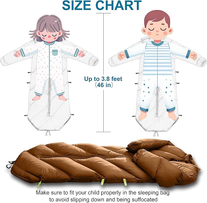 Walkable Toddler Sleeping Bags for Kids, Boys Girls (2T-4T) - Puffy Camping Sleeping Sack for Indoor, Outdoor, Travel, Sleepover, Slumber Party (up to 46 in)- Machine Washable, Lightweight