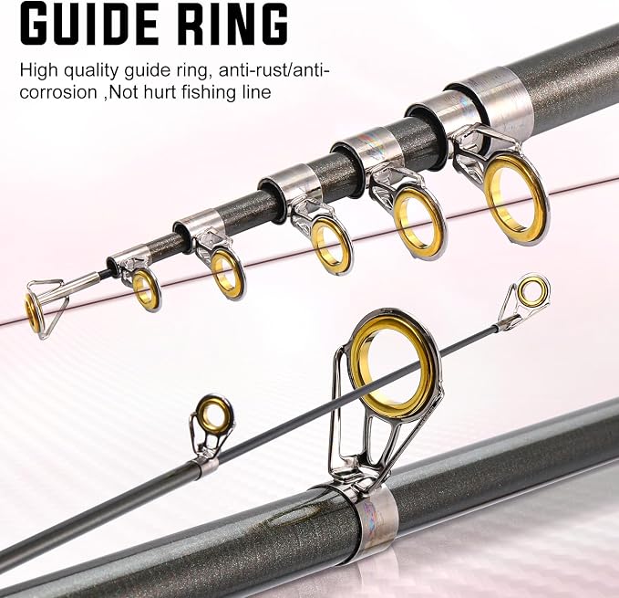 Sougayilang Portable Telescopic Fishing Rod with Carbon Fiber Material and Precision Carved Reel Seat - Suitable for Saltwater and Freshwater Fishing