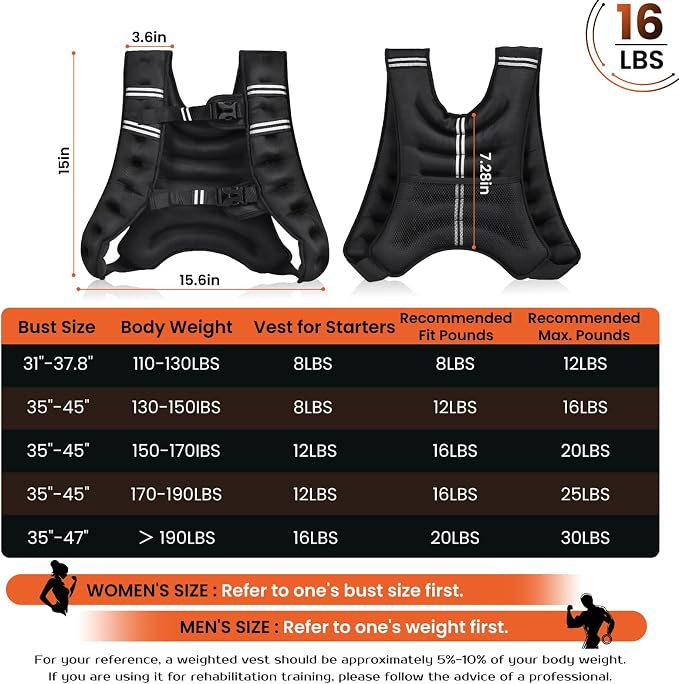 KTINNEAD Weighted Vest for Women Men, 8lb/12lb/16lb/20lb Weighted Running Vest with Reflective Stripe, Detachable Phone Pouch for Workout, Walking, Strength Training, Weight Loss, Fitness, Jogging
