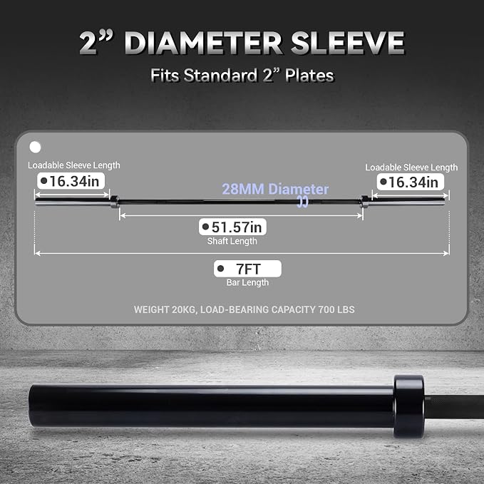GaveeLife Olympic Barbell Bar for Weightlifting - 7FT Heavy Duty (1500LB/700LB), 4FT Short (500LB), 4FT EZ Curl Bar - Weight Bar Fit 2” Standard Weights - Home Gym Strength Training