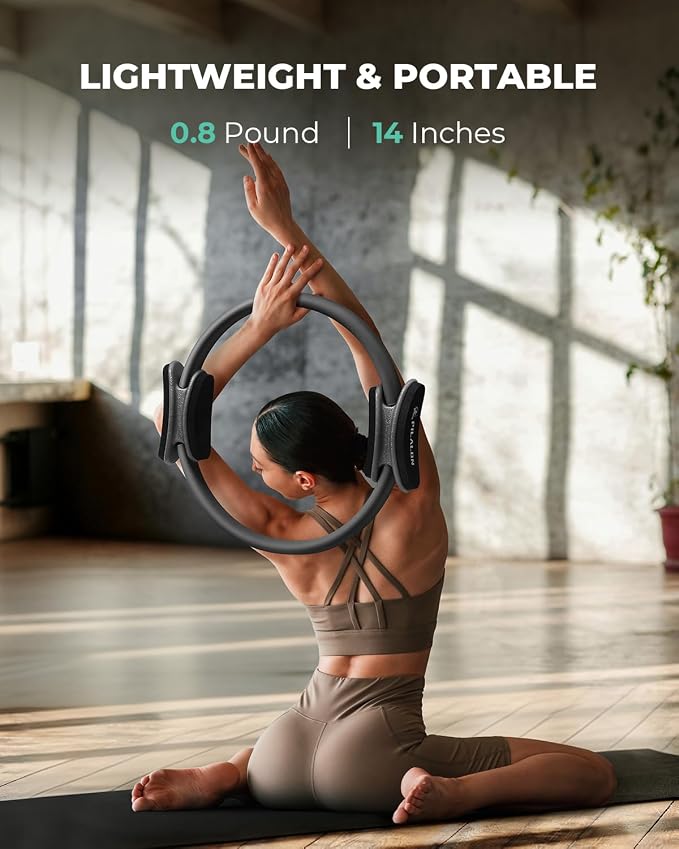 Pilates Ring Set - Studio-Grade Anti-Deformation Pilates Kit - Pilates Equipment for Home Workout - 14'' Pilates Ring, Pilates Ball, 2 Dumbbells, 5 Resistance Bands for Toning Arms, Thighs