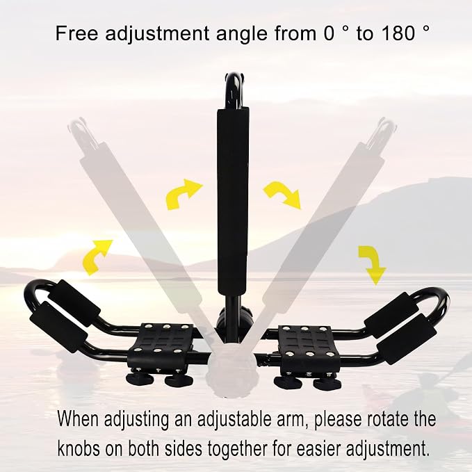 Folding Kayak Roof Rack J-Bar Adjustable | For Kayak/Canoe/SUP, Roof Mounting, SUV/Car/Truck Crossbars(23-krf-2)