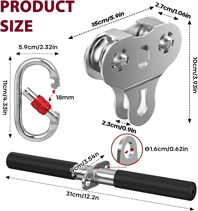 Zipline Pulley, 304 Stainless Steel Tandem Speed Double Pulley for 1/4 5/16 3/8 Cable Backyard Zipline, Hauling, Rigging and Commercial Purposes