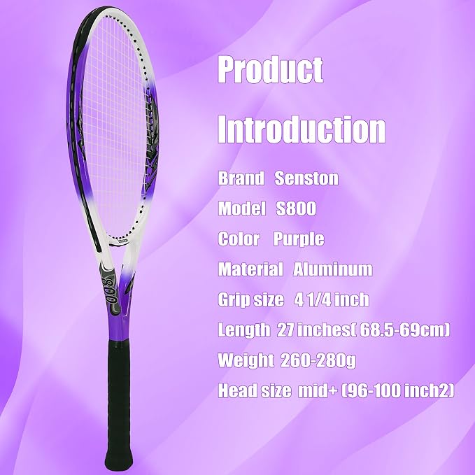 Senston 27 inch Tennis Racket for Adults 1 Pack Tennis Racket Set Tennis Overgrip, Vibration Damper