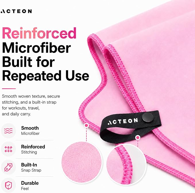 Acteon Microfiber Gym Towels 5 Pack Quick Dry, Silver ION Odor-Free, Super Absorbent Sweat Towels for Women, Workout, Yoga, Pilates, Tennis, Running, Swimming, Travel 16x30.5 Inch (Lavender Rose)