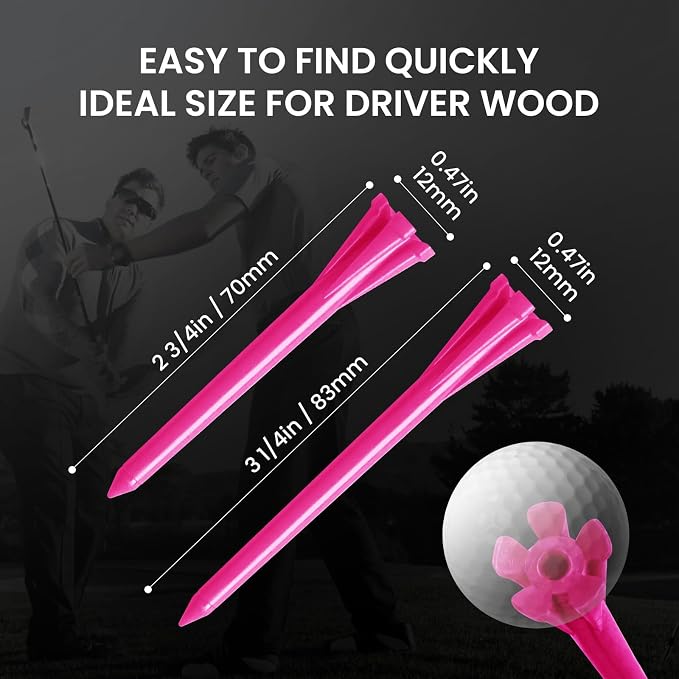 FINGER TEN Golf Tees Plastic Unbreakable Easy to Find Bulk Value 200/500/1000 Count, 2 3/4 3 1/4 Inch Tee Driving Range Reduce Friction, Green Red White USA Flag Practice
