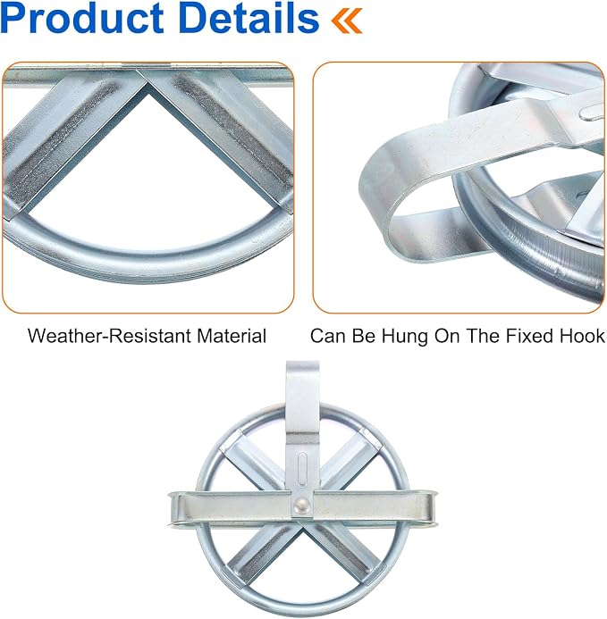 uxcell 2Pcs 5" Clothesline Pulley with Durable Iron Alloy Wheel and Axle, Deep Groove Weather-Resistant Drying Line Pulley for Outdoor Clothes Line, Silver