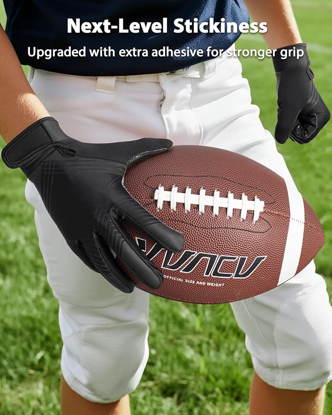 RIGWARL Football Gloves Adult Men, Youth Kids Football Gloves with Super Sticky Grip, Receiver Glove Adult Youth Kids Best Gift for Father‘s Day