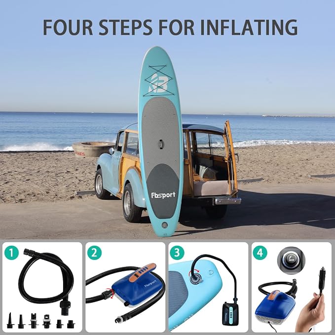 Electric Paddle Board Pump, 20PSI SUP Air Pump with Inflation & Deflation Functions & 12V DC Car Connector, Portable Quick Inflator for Inflatable Paddleboard, Kayaks, Boats and Air Mattresses