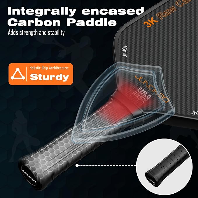 Carbon Fiber Pickleball Paddles USAPA Approved Raw Carbon Frosted