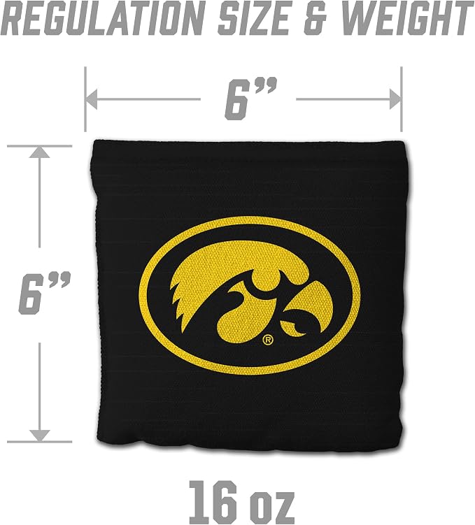 YouTheFan Officially-Licensed NCAA Set of 8 Cornhole Bags - All Weather Dual Sided Slide & Stop - Regulation Size with Carry case