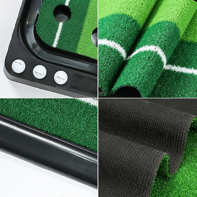 Putting Green IndoorIndoor,Golf Putting mat with an Automatic Ball Return System; Easy to Assemble and Comes with 3 Practice Balls—Perfect for use in Offices and Game Rooms—a Premium Gift for Clients
