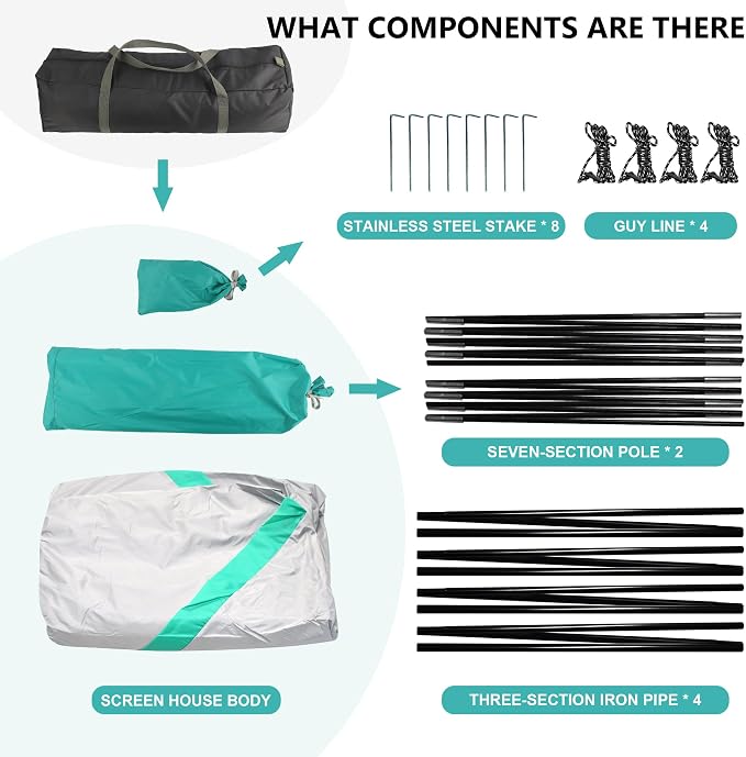 GREGIN Screen House Room 11x11 Ft Mesh Net Tent Canopy Shelter Gazebo, Easy Setup & Waterproof & Sunshade, Suitable for Camping Trip, Backyard, Beach, Picnic