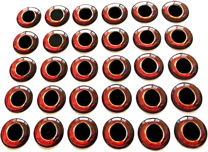 Brule 3-D Holographic Epoxy Fish Eyes (5mm-20mm) 60 Pack, Handpoured, Fishing Fly Tying Lures DIY Crafts