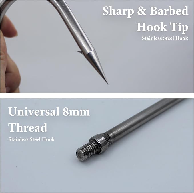 Dutiplus Telescopic Fish Gaff with 1~5 Teeth Assorted harpoons Barbed, Sea and Ice Fishing Spear Gig for Hunting Fish Frog Mole