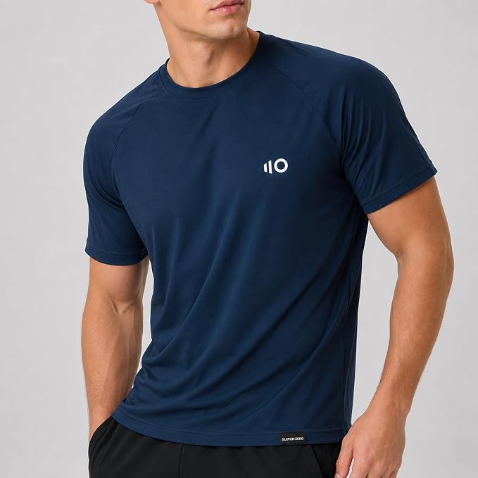 Sports Unisex Performance T Shirt, Lightweight Navy Athletic Tee, Stretch Training Shirt
