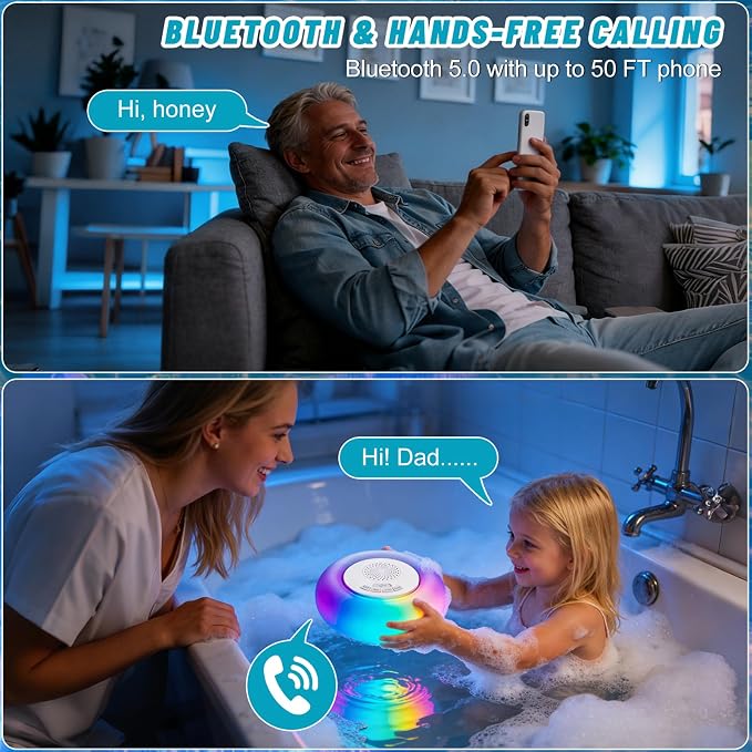 2 Pack Floating Pool Lights with Bluetooth Pool Speaker, 2-in-1 RGB Pool Lights, IP68 Waterproof, 360° Hi-Fi Sound for Pool, Hot Tub and Outdoor Parties