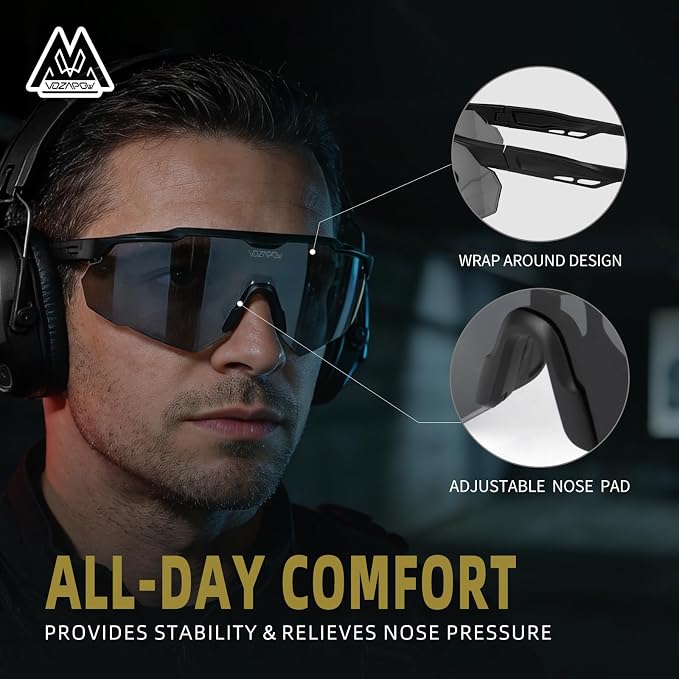 Shooting Glasses Anti Fog with High Definition Lenses, ANSI Z87+ Certified Tactical Safety Glasses for Men Women