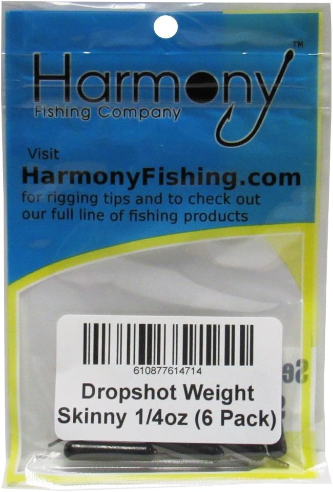 Harmony Fishing - Tungsten Skinny/Cylinder Dropshot Fishing Weights (Chip-Proof Oxide Coated, Lead-Free)