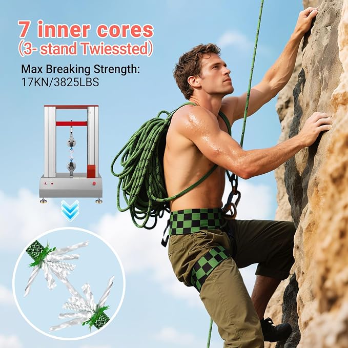 10mm/12.7mm Arborist Rope,3825lbs-9000lbs Double Braided Arborist Bull Rope for Tree Rigging & Pulling,Heavy Duty Rope for Tree Work,Rappelling, Swing Sailing Hiking Camping