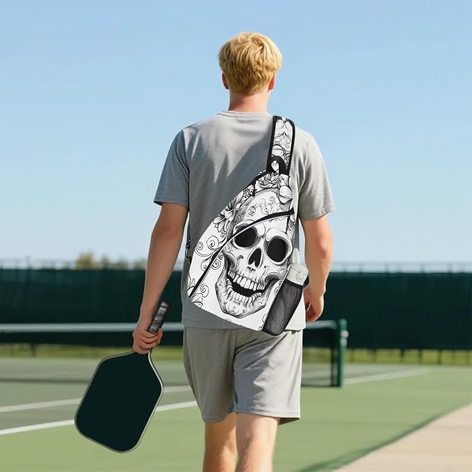 Pickleball Bag for Women Men Adjustable Crossbody Sling Backpack Hold Paddle Accessories