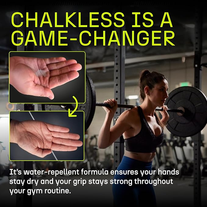 Chalkless Grip Enhancer - Premium Liquid Chalk Alternative & Less Mess Hand Chalk for Weightlifting, Powerlifting, Yoga, Gaming, Climbing, and More, Non-Toxic Long-Lasting & Reliable