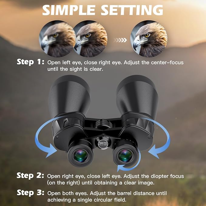 18x70 Astronomy Binoculars for Adults, High Powered Stargazing Binoculars with Superior Low-Light Performance, BAK4 Prism FMC Lens, Waterproof Long Distance Viewing with Phone & Tripod Adapter