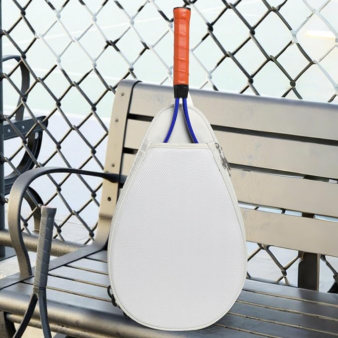 Tennis Racket Bag Waterproof Zipper Paddle Holder Crossbody Shoulder Bag for 1-2 Rackets, Lightweight Versatile Organizer