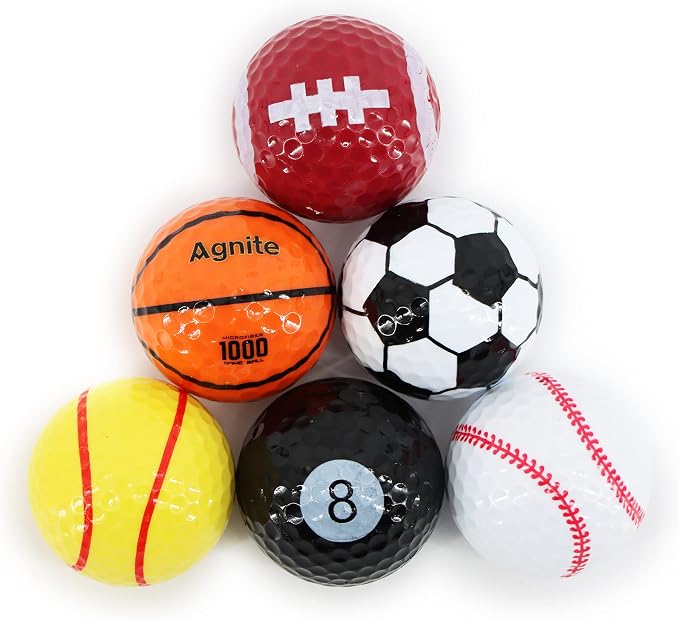 Golf Club Brush and Amercian Flag Golf Towels & Funny Novelty Golf Balls 6Pack, Golf Accessories for All Golfers