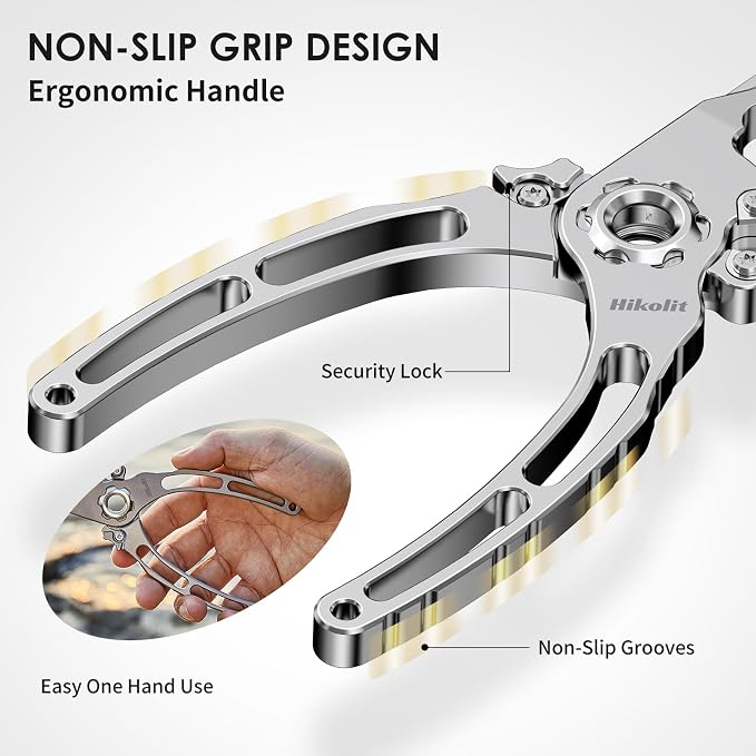7.5” Titanium Fishing Pliers, Saltwater Fishing Pliers with Leather Sheath and lanyard, Never Rust Hook Remover and Split Rings, Fishing Gifts for Man