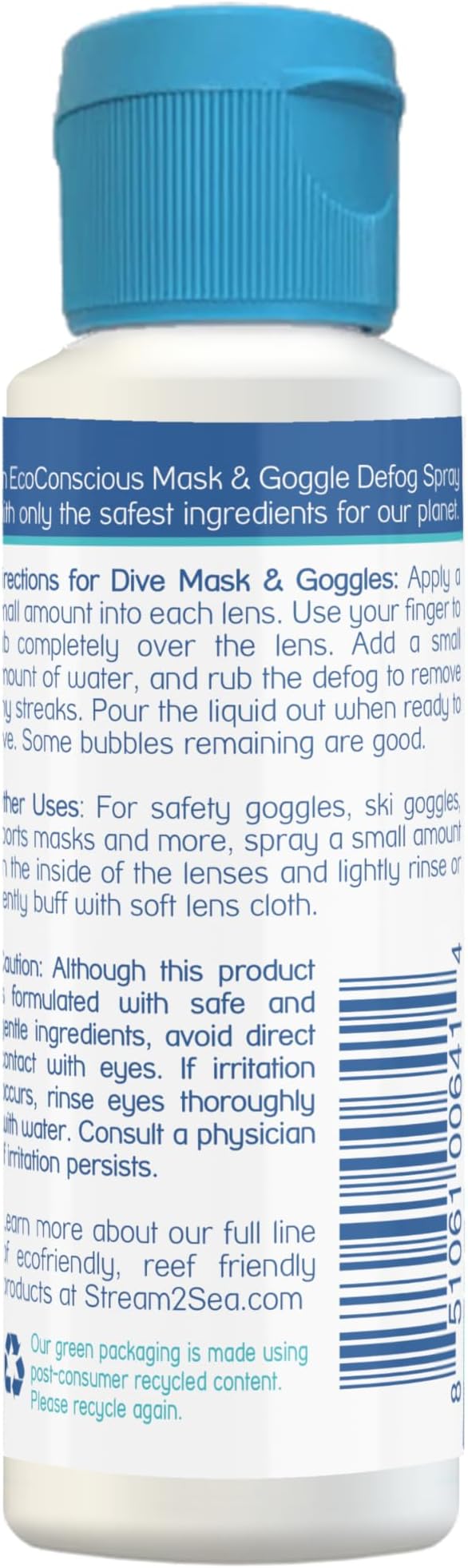 STREAM 2 SEA Mask Defog Biodegradable Defogger Coating, Reef Friendly Anti Fog Mask For Glasses, Snorkel Mask, Scuba Divers, Ski Goggles and Sports Glasses Equipment, Paraben Free, 2 Fl Oz Pack of 3