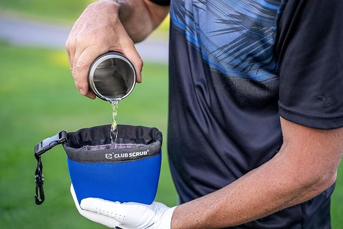Club Scrub Golf Club and Golf Ball Cleaning Bag, Waterproof Clean Face Technology Liner, Detachable Clip, Machine Washable, Cleans Club Grooves, Dry Exterior (Neoprene or Microfiber Option Available)
