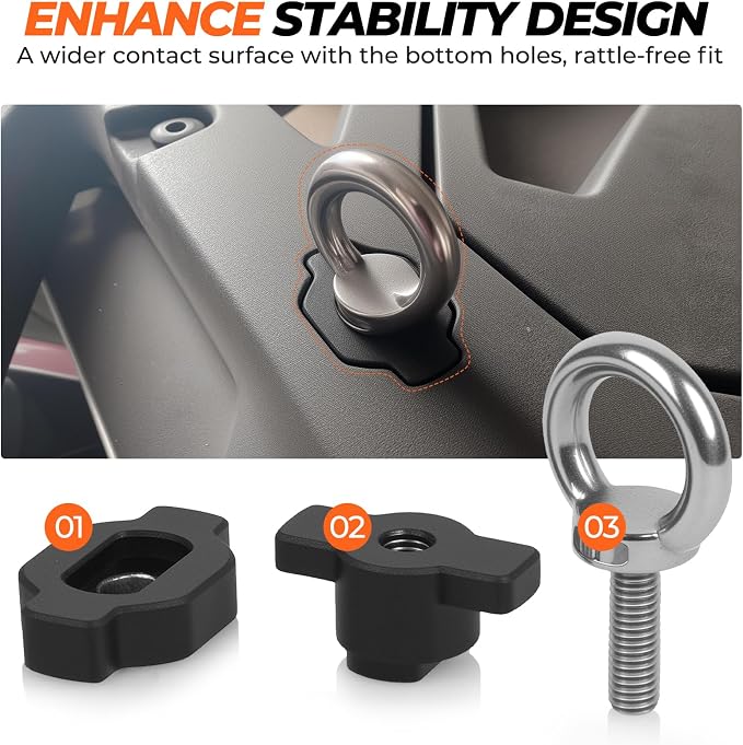 UTV ATV Tie Down Anchors Kit, CNC Aluminum Eye Bolt Accessory Anchors for Quick Attach Bed Rail Compatible with CF Moto Cforce Zforce Uforce 1000 950 800 600 625 U10 Pro Accessories