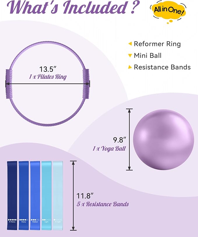 SUBCULTUREPICK Pilates Ring, Silicone Magic Pilates Rings, Lightweight & Durable Flexible Fitness Circle Exercise Equipment for Toning Arms, Thighs,Legs, Core,Yoga & Physical Therapy
