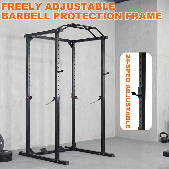Fitvids Multiple Specifications Power Cage Squat Rack, Includes J-Hooks and Safety Straps, Other Optional Accessories