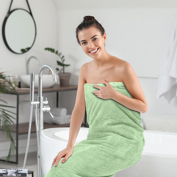 SmoothNovelty 2 Pack Bath Sheets 40 x 80 Inch Oversized Jumbo Extra Large Towels Quick Dry Coral Fleece Absorbent Soft Lightweight XL Shower Towels for Home Gym Travel Beach Spa Pool Hotel (Green)