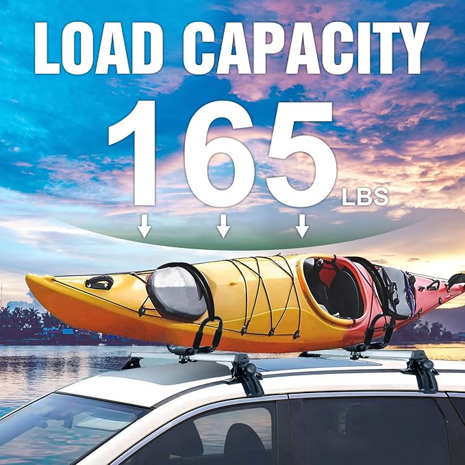 Universal Roof Rack Cross Bars,48"Aluminum Car Roof Crossbars for Vehicles Without Side Rails, 165lbs Capacity Luggage Rack Fit for Bike, Kayak, Canoe, Snowboard–Adjustable, Easy Installation (1 Pair)