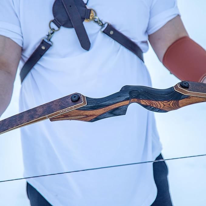 Deerseeker Archery Mesa Takedown Recurve Limbs with Woodgrain Veneer Laminated with Bamboo Core and Fiberglass for Recurve Bow Shooting Hunting