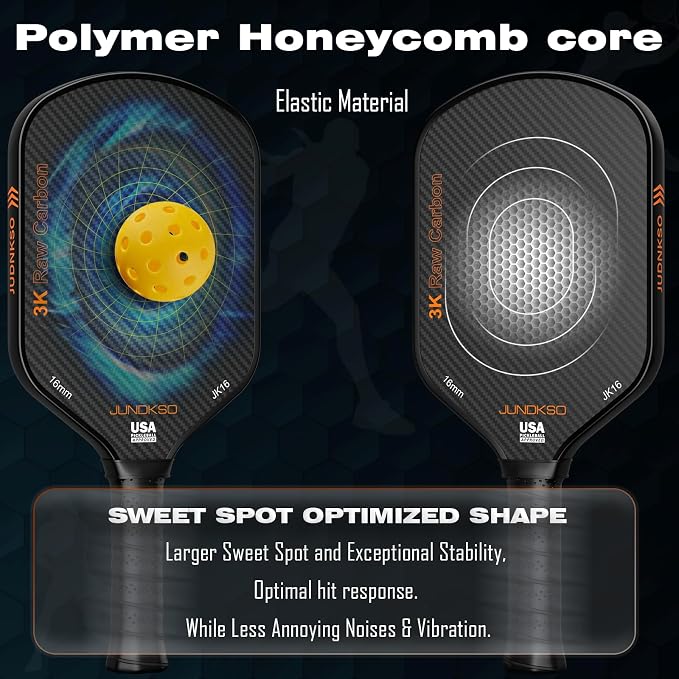 Carbon Fiber Pickleball Paddles USAPA Approved Raw Carbon Frosted