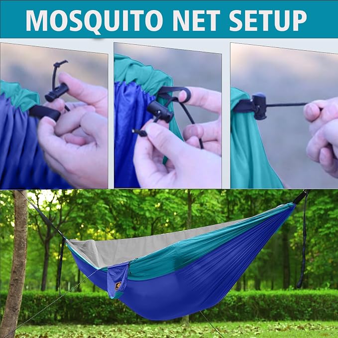 Kids Hammock, Camping Hammock with Mosquito Net, Lightweight Nylon Portable Hammock with 10ft Tree Straps,Hammocks for Travel Hiking Backpacking Beach Patio