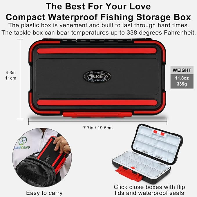 TRUSCEND Complete Fishing Lures - Tackle Box with Tackle Included - Crankbaits, Minnows, Frogs, Vibes, Poppers, Spinners, Spoons, Soft Baits, Hooks & Weights Accessories Kit for Bass Panfish Trout