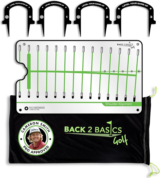 BACK 2 BASICS Golf Putting Mirror Golf Putting Aid Putter Practice Dual Sided Alignment Tool Indoor Training Posture Arc Mirror for Men & Women Compact Portable Setup Precision Swings