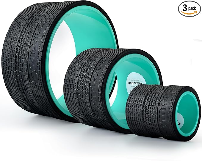 GymCope 3pack Back Wheel Foam Roller – Targeted Back & Neck Relief, Lumbar Spine Stretcher, Spinal Decompression Stretcher, Massage Roller with Density Foam for Physical Therapy, Supports 500lbs
