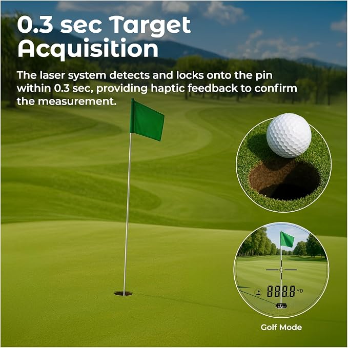 WanderS Golf Rangefinder, Slope Switch On/Off, 1200 Yards Laser Range Finder, Flag Lock Vibration, 6X Magnification, Tournament Legal, Side Display, Rechargeable Battery, Golf Accessories, Men/Women
