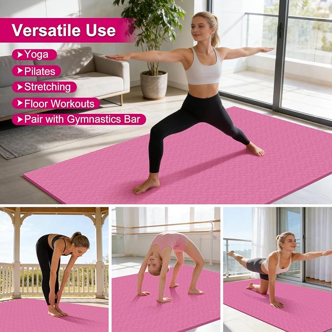 RINREA Large Gymnastics Mat for Gymnastics Bar, 6'x4' Extra Thick Exercise Mat for Home Gym Workout