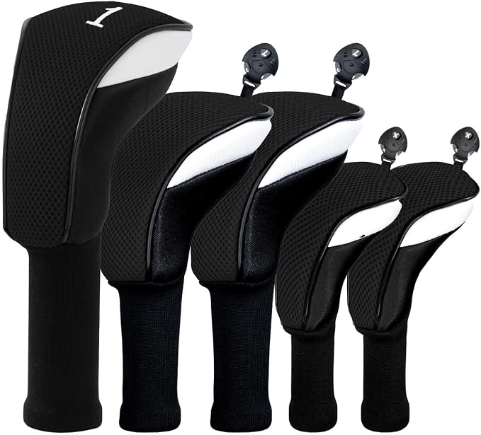 Golf Club Head Cover for Driver Fairway Hybrid 3 Pcs Woods Headcovers, Golf Accessories Head Covers Set with Interchangeable No. Tags 3 4 5 7 X Golf Accessories for Men Women