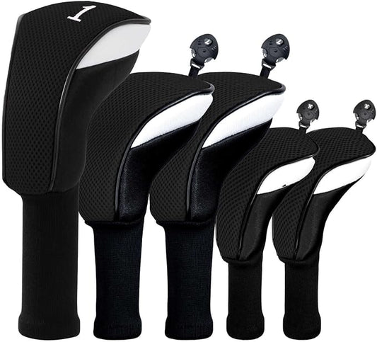 Golf Club Head Cover for Driver Fairway Hybrid 3 Pcs Woods Headcovers, Golf Accessories Head Covers Set with Interchangeable No. Tags 3 4 5 7 X Golf Accessories for Men Women