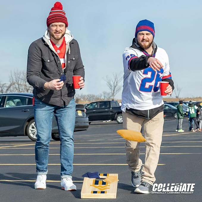 Wild Sports College Portable Size 1' x 2' Solid Wood Cornhole Set with Direct Print HD Team Graphics – Travel Size